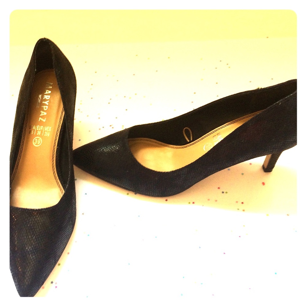 🖤Marypaz Black print high heels🖤